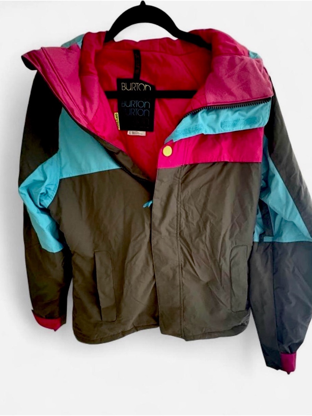 Burton Colorblock Puffer Jacket in Pink, Teal & Brown